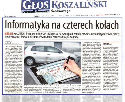 Głos Koszaliński 5/2014 Informatyka na czterech kołach