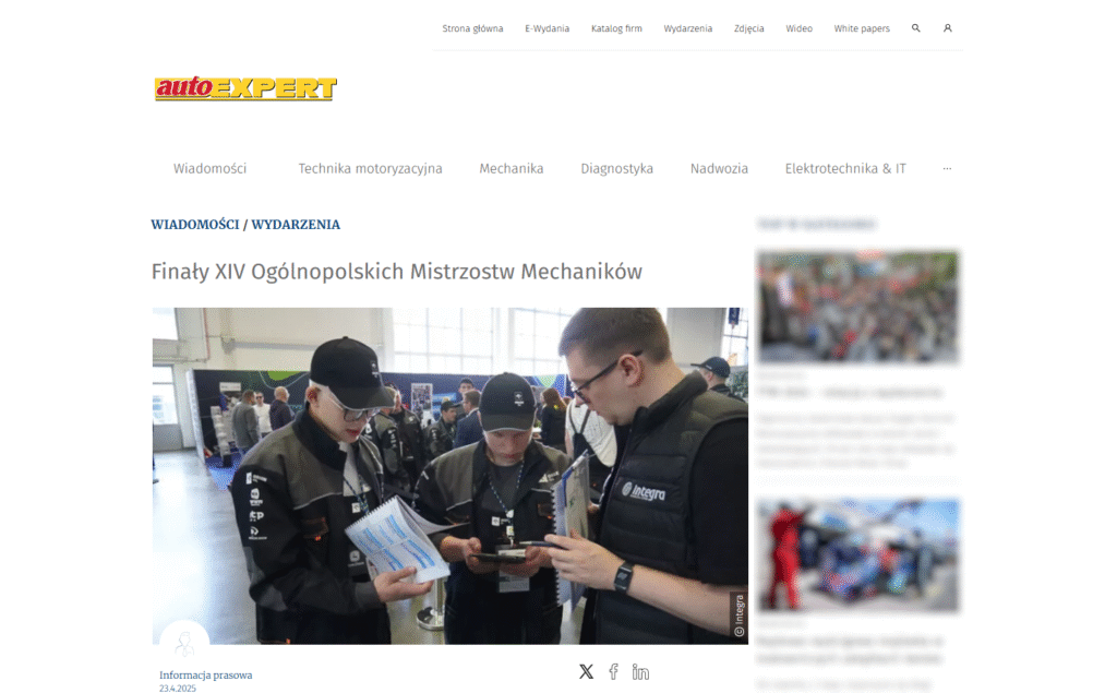 Autoexpert o Integra Software na MIstrzostwach Mechaników 2025
